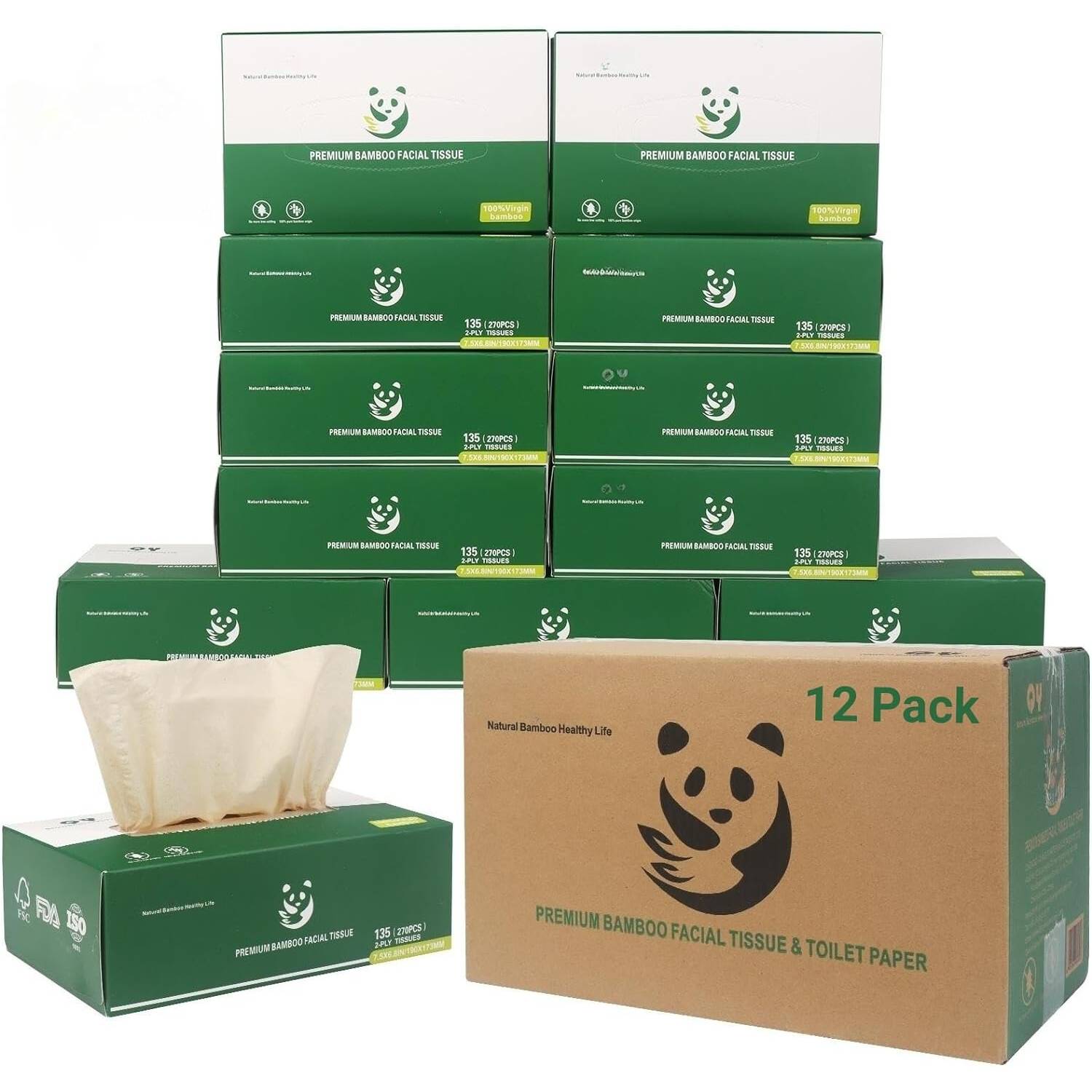 Bamboo Facial Tissues, 12 Pack: image 8
